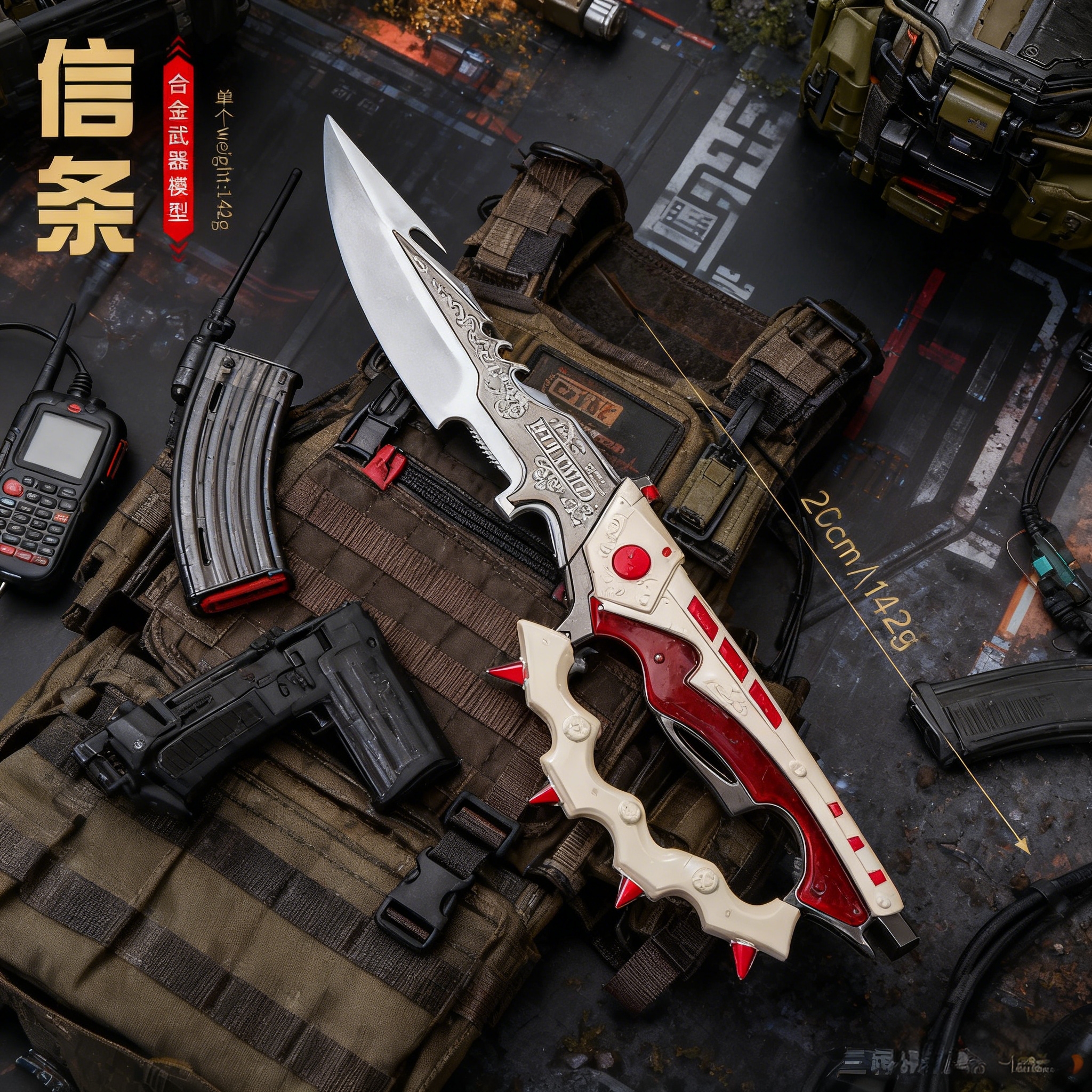 三角洲行动周边信条近战武器同款S7刀皮模型合金兵器系列金属26cm