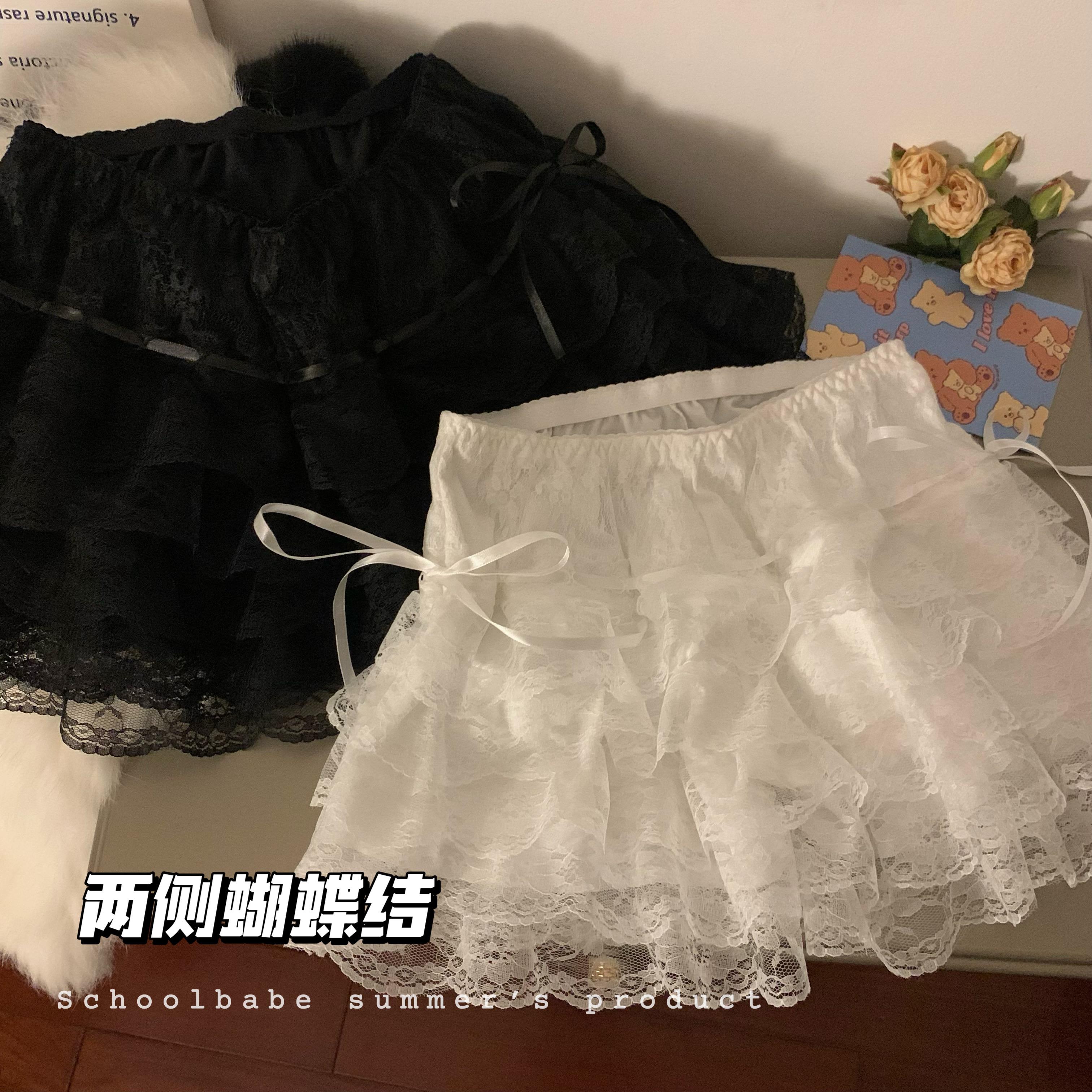 白色蕾丝打底裤女春可外穿安全裤松紧腰短裤防走光灯笼裤显瘦裤子