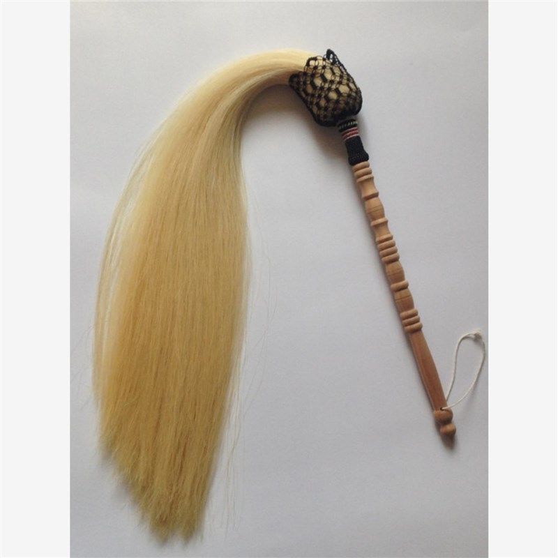 速发枣木色尘太极拂尘真马尾武当练功浮尘白棕黑子蝇甩佛扫道士家