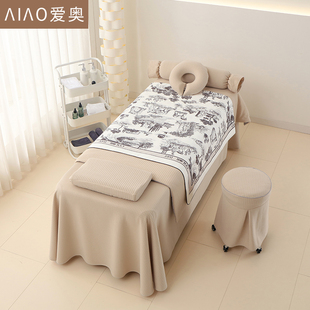 速发床罩四件套轻奢高档秋冬款 按床摩罩套 非纯棉白色2052新款