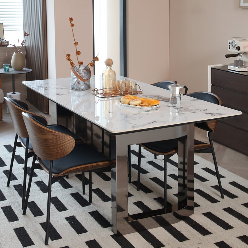 速发意式小简岩板餐桌椅极户2家用轻奢简约长方形餐桌子20型4新款