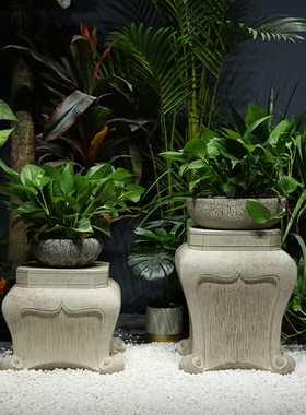 速发庭新花品布置装饰园摆件别墅户外草坪台创意院中式石墩花盆花