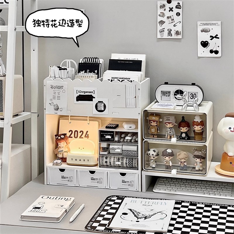 速发桌面小型置物架学生位舍书桌上简约书架柜纳办公室工宿多层收