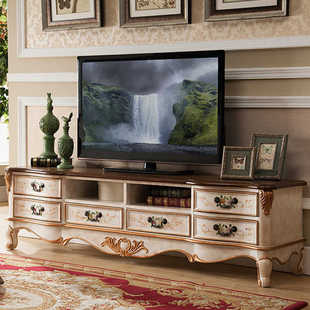 主卧地柜储物复古电视柜客厅小户型 实木茶几组合套装 电视柜 美式