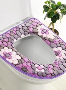 Waterproof universal large flower coral velvet toilet seat c