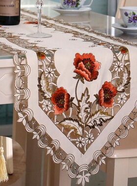 Elliptical polyester embroidered table flag tea table flag d