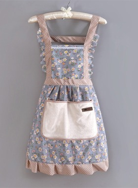 Cotton apron for household kitchen cooking hand erasable apr