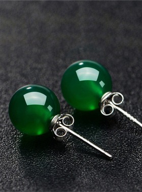 Korean Style Green Jade Marrow Earnail Female Copper Plated