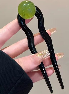 Elegant dyed acrylic retro style hair hairpin women U-shaped