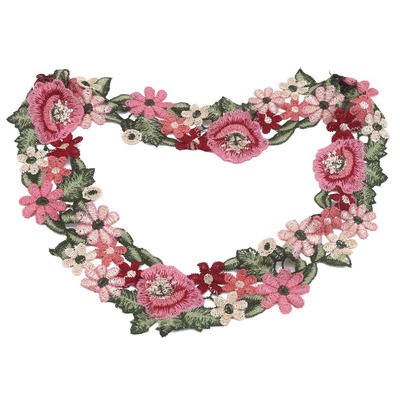 粉红色水溶花边刺绣镂空服装辅料