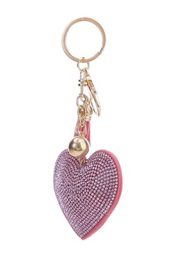 Xiaoxiangfeng Peach Heart Hot Diamond Leather Keychain Tasse
