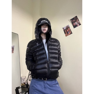 保暖百搭休闲外套 复古90白鸭绒轻量连帽排骨羽绒服冬季 15GET 美式