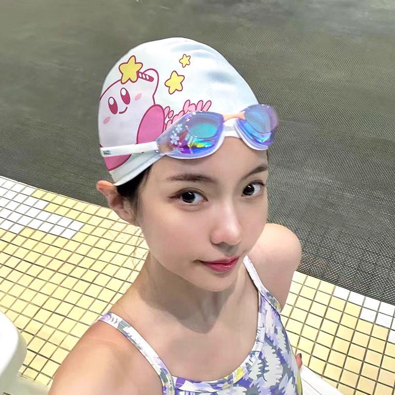 星之卡比泳帽女长发不勒头加大高颜值可爱防水硅胶大头围高弹成人