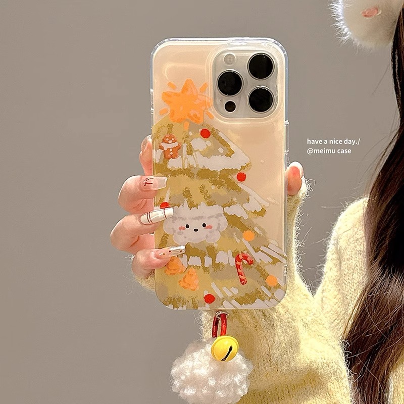 韩系油画圣诞树小狗适用于小米15pro手机壳新款cc9全包13spro防摔civi2/civi3创意13x青春14ultar小米11/10/9