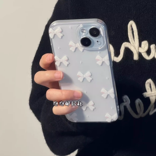 s21FE note20 s8手机壳a52 s23 a51直边s9至尊A33保护套a53 s22 s10 ins蓝粉甜美蝴蝶结适用于三星s24