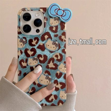可爱豹纹Hello小猫卡通适用于oppo reno14Pro/13/12手机壳r17透明reno5小众r11全包reno8/7女个性4se羽纱