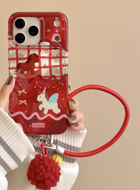 ZYL新年小马红格纹拼接适用于vivo x300pro/200s/100/90手机壳s50pro女s30/20/s18/s17创意y500/y78冰川IMD