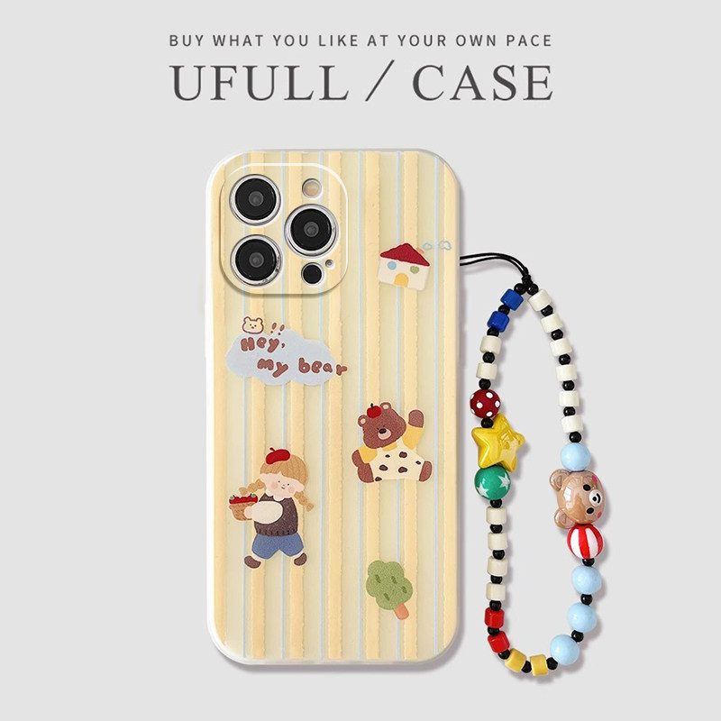 黄色条纹小熊女孩适用于小米15pro手机壳新款cc9全包12spro防摔civi2/civi3直边12x青春14ultar小米11/10/9女
