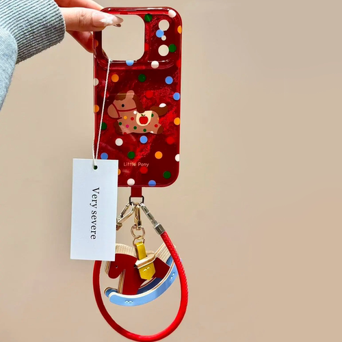 ZYL新年红色彩色波点小马适用于真我gt大师探索手机壳realme14/gtneo5创意neo3全包v60/GT7pro女10pro冰川IMD