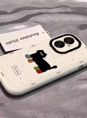 高级感袜子黑猫适用于oppo find x8pro/ultra手机壳x6全包findx3Lite防摔oppok7创意女款oppok12x/K11泡芙壳