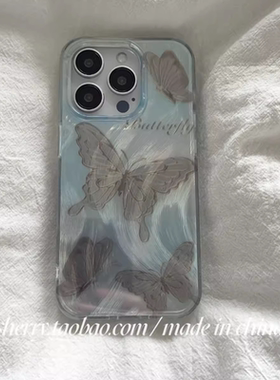 ins高级水蓝色灰黑蝴蝶适用于华为nova13/11pro/7se手机壳nove8se羽纱nova10创意hinova9/nova6个性5i小众10