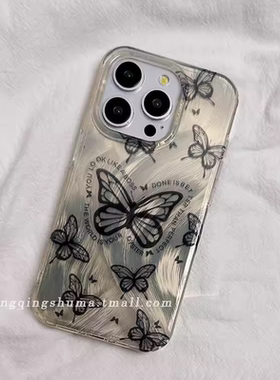 日韩ins风黑色蝴蝶适用于oppo A3pro/93s手机壳A2x/2m创意a57手机套a96全包A97/a11x羽纱A92透明a78女58x