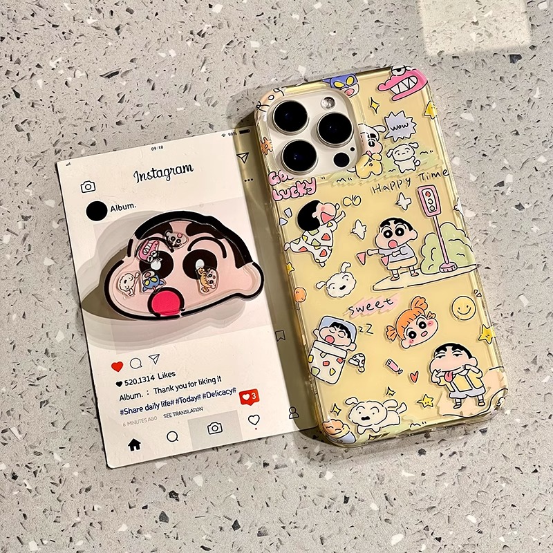 可爱动漫小新摇摇乐适用于苹果16promax手机壳iphone15/14全包xsmax创意13proxr女12mini小众11pro白底IMD