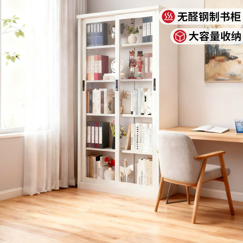 书柜学生家用钢制无甲醛带门防尘