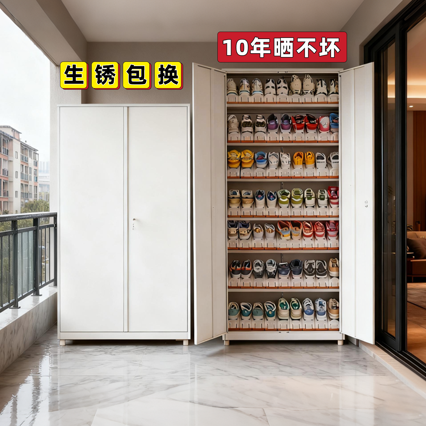 阳台鞋柜一体靠墙收纳柜门外楼道2025新款置物柜大容量防晒储物柜,住宅家具,鞋柜,淘宝优惠券,粉丝福利购,淘宝优惠卷