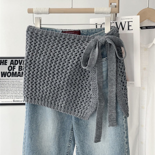 黑色针织屁帘女叠穿半身裙大码胖mm遮肚显瘦高腰设计感休闲小短裙