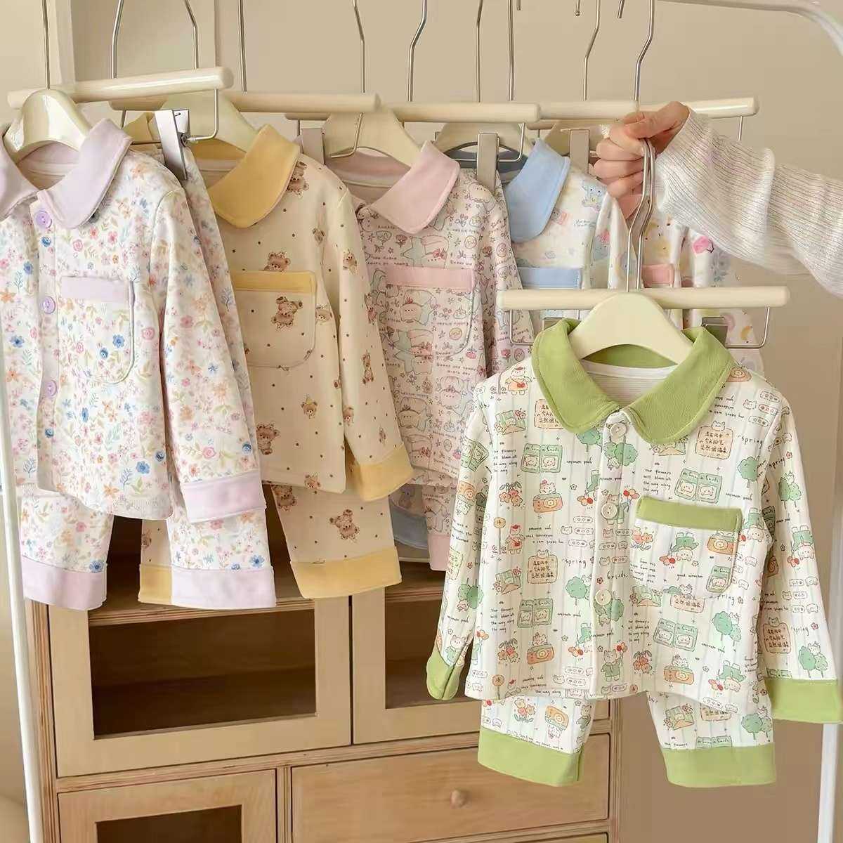 儿童羊毛蚕丝家居服套装男女宝宝