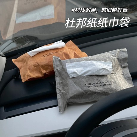 北欧防水杜邦纸牛皮纸车载纸巾袋