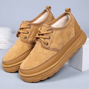 雪地靴男款绵羊毛2025冬季加绒加厚保暖厚底爸爸鞋高帮防寒一脚蹬