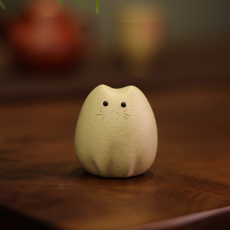 亦合紫砂小e龙猫盖托茶宠名家手工精品可养小猫咪茶桌摆件茶玩盖