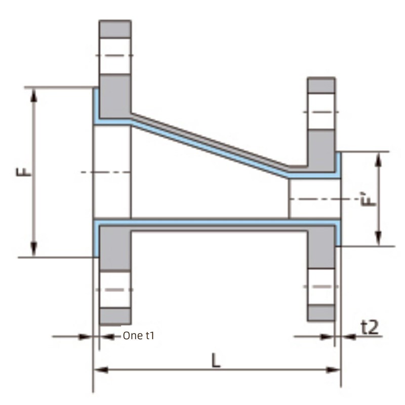 半导体超纯衬里PFA钢衬异径斜管万级洁净PPB-PPT阀门管件电子医药图片