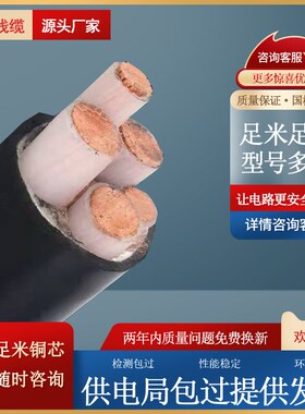 电力电缆YJV2 3 4 5铜芯阻燃耐火动力35平方VV22室外架空电线铠装