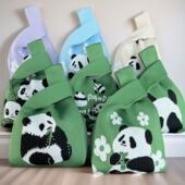 熊猫针织包伴手礼包袋节假日生日礼袋网红手提包针织手提袋大容量