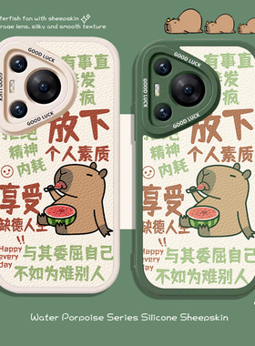 适用华为pura70手机壳mate60pro水豚nova12绿色11卡皮巴拉7荣耀100硅胶90放下个人素质x50i可爱40吧啦magic5+
