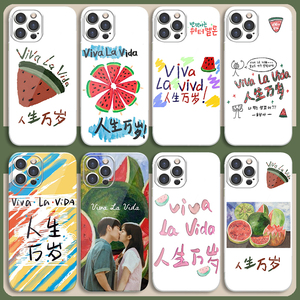 viva la vida人生万岁手机保护壳苹果15华为mate60闪亮的西瓜iPhone13promax小米14闪烁OPPO英文vivo12日韩11