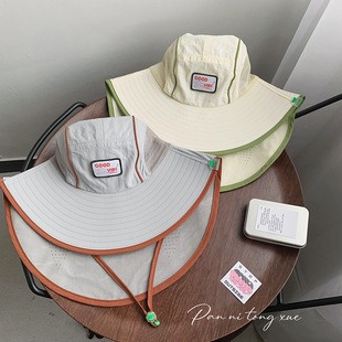 小头围夏季防晒超大沿遮阳帽户外登山网眼渔夫帽男女太阳帽速干帽