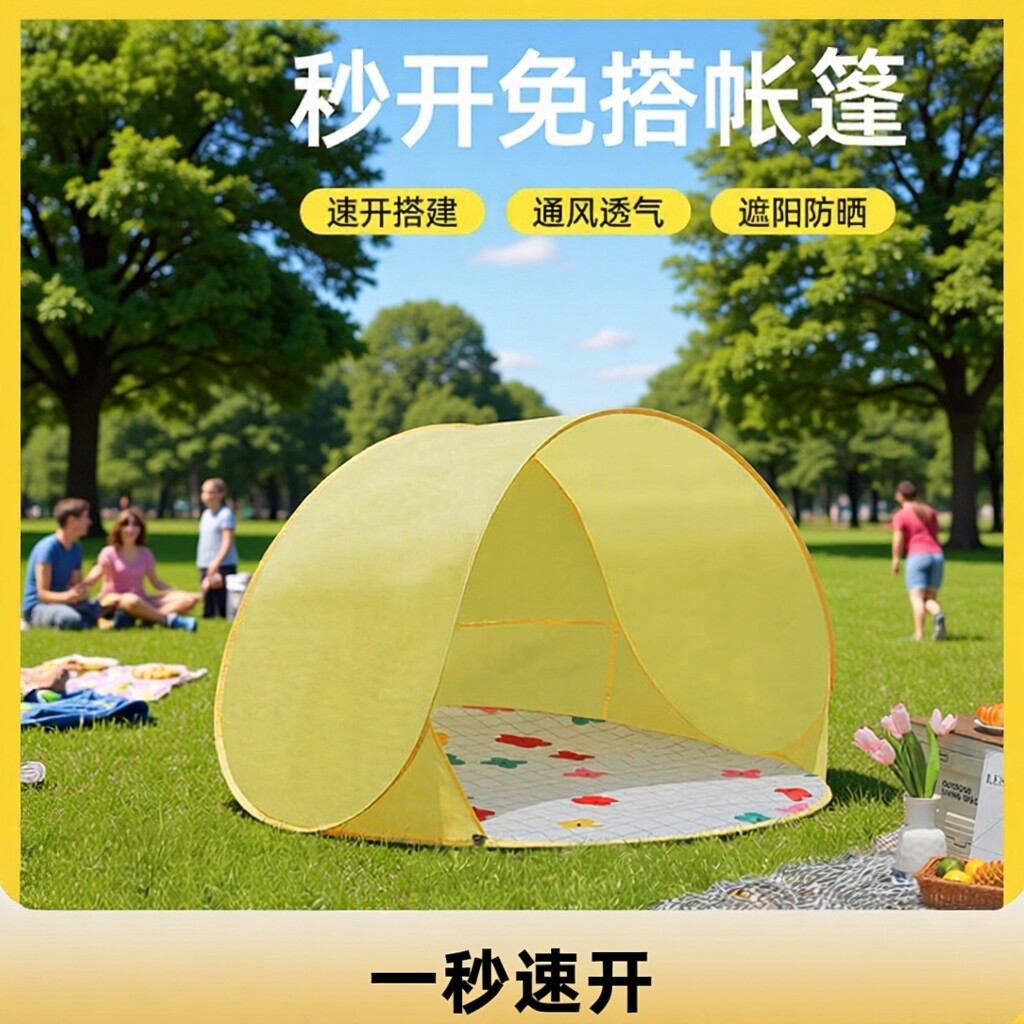 儿童沙滩帐篷户外便携折叠简易沙速开滩帐篷防晒露营遮阳棚