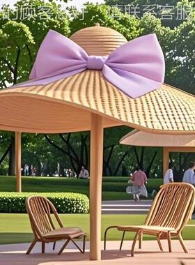 景观户大型草制作手工编织品草帽工外帽艺景区乘凉打卡藤编39616