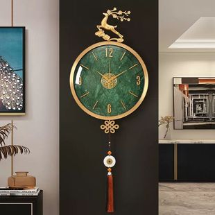 欧式挂钟现代北欧简约圆形静音时钟福鹿石英钟表轻奢客厅挂墙壁钟