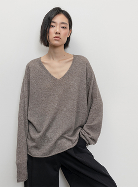 322WORKHOUSE羊毛混纺针织套头衫女2025新款秋季穿搭V领上衣B485