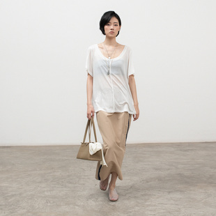 宽松慵懒风t恤R732 夏季 322WORKHOUSE天丝轻薄短袖 上衣女2025新款