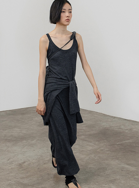 322WORKHOUSE羊毛混纺针织吊带长裙2025新款早秋无袖连衣裙B440