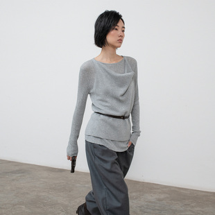 322WORKHOUSE针织衫 秋上衣两件套B765 外搭挂脖荡领背心女2025新款