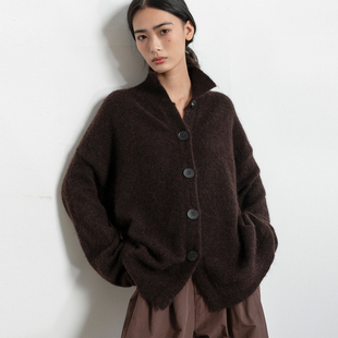 慵懒高领毛衣外套B577 秋季 322WORKHOUSE马海毛针织开衫 女2025新款