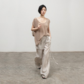 女2025新款 夏季 老钱风裤 322WORKHOUSE印花阔腿亚麻裤 子R705T 705