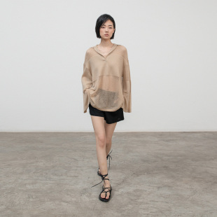 轻薄微透阔袖 夏季 上衣B754 女2025新款 322WORKHOUSE镂空针织罩衫